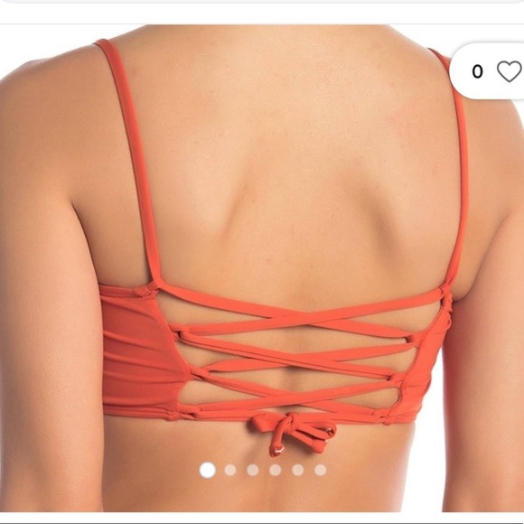 Bikini Lab Bandeau Swim Top Lace Back BL9RE89 Rust Orange S - Picture 14 of 14